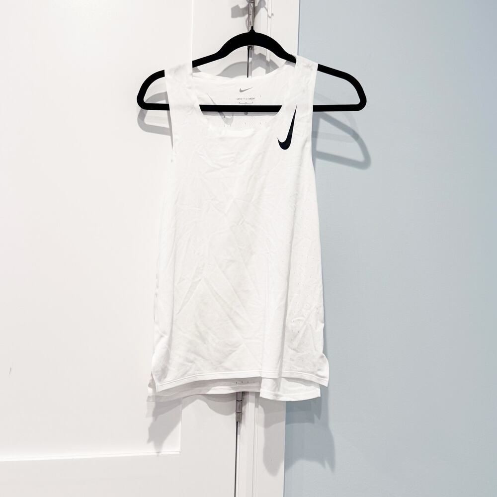 Nike Men's White Aeroswift Running Singlet Dri Fit Cj7835-100 Size M NWT - Picture 5 of 16